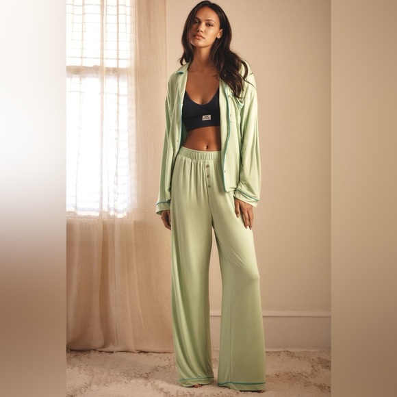 NWT new 3X plus Anthropologie briar piped pajama top long sleeve lime green - Picture 11 of 17